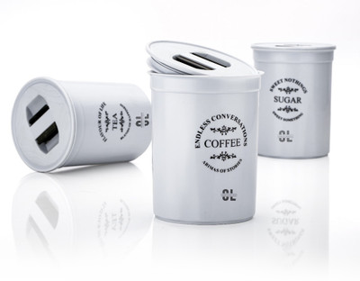 Craftlayout Plastic Tea Coffee & Sugar Container  - 900 ml(Pack of 3, Grey)