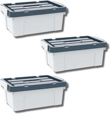 Ginoya Brothers Plastic Utility Container  - 7 kg(Pack of 3, Grey, White)