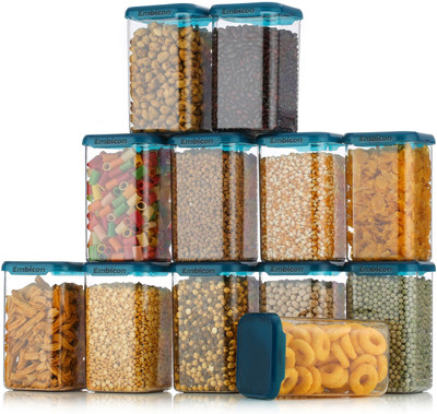 EMBICON Plastic Grocery Container  - 1100 ml(Pack of 12, Clear)