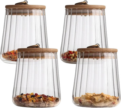 KUBER INDUSTRIES Glass Utility Container  - 620 ml(Pack of 4, Clear)