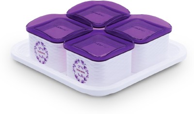 Trueware Plastic Cookie Jar  - 500 ml, 500 ml, 500 ml, 500 ml(Pack of 5, Purple)