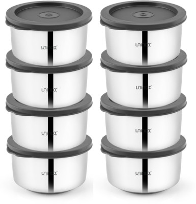 UNINOX Stainless Steel Utility Container  - 350 ml(Pack of 8, Grey)