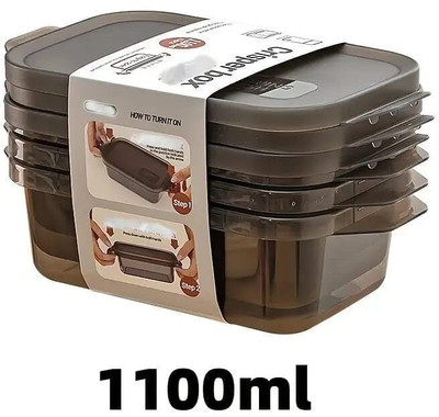 HELOVIA Plastic Fridge Container  - 1500 ml(Pack of 3, Black)