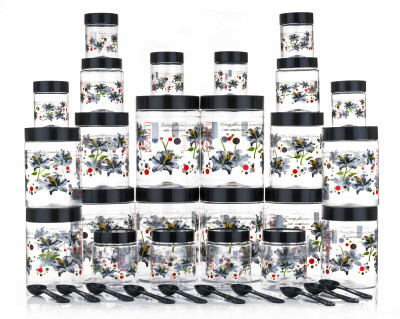 Sentricus Plastic Grocery Container  - 250 ml, 350 ml, 650 ml, 1200 ml(Pack of 24, Black)