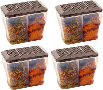 COLOSSAL Plastic Fridge Container  - 2000 ml(Pack of 4, Brown)
