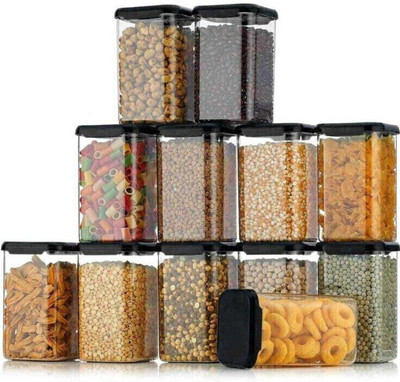 Ecodex Plastic Grocery Container  - 1100 ml(Pack of 12, Black)