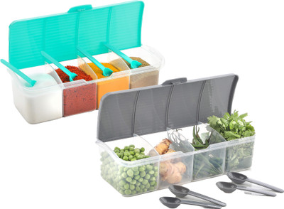 Somnath India Plastic Grocery Container  - 1750 ml(Pack of 2, Green, Grey)