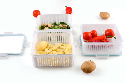 NIMBA NATURALS Plastic Fridge Container  - 2200 ml(White)