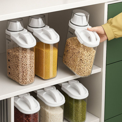 Infizent Plastic, Plastic Grocery Container  - 2000 ml(Clear, Clear)