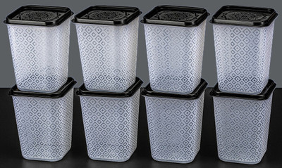 KDZONE Plastic Grocery Container  - 250 ml(Pack of 6, Black, Clear)