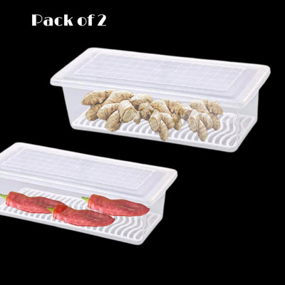 Ecodex Plastic Fridge Container  - 1500 ml(Pack of 2, White)