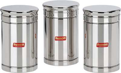 Sumeet Steel Utility Container  - 1050 ml(Pack of 3, Silver)