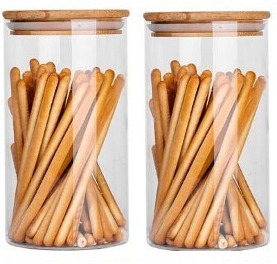 HISTOWX Glass Grocery Container  - 1400 ml(Pack of 2, Clear)