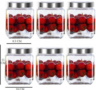 Hemtik Glass Grocery Container  - 600 ml(Pack of 6, Clear)
