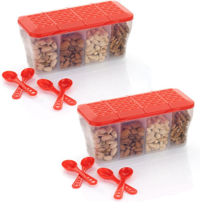 NORVIUM Plastic Grocery Container  - 2000 ml(Pack of 2, Red)