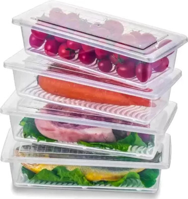 YASVIZAN Plastic Fridge Container  - 1500 ml(Pack of 6, Clear)