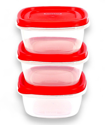 TORIVA Polypropylene, Plastic Grocery Container  - 1200 ml(Pack of 3, Red, Clear)
