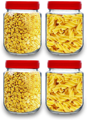 HomiQ Glass Grocery Container  - 500 ml(Pack of 4, Clear)