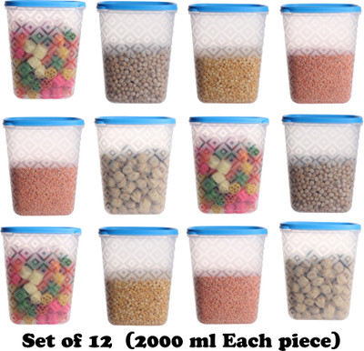 Loknath Plastic Grocery Container  - 2000 ml(Pack of 12, Blue)