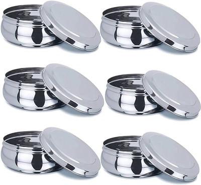 Prateek Kitchenware Steel Utility Container  - 450 ml(Pack of 6, Silver)