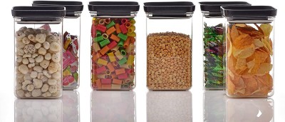 SKYHEART Plastic Cereal Dispenser  - 1100 ml(Pack of 6, Black)