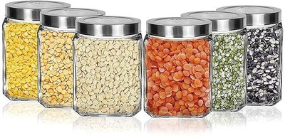 CROCO JAR Glass Grocery Container  - 300 ml(Pack of 6, Clear)