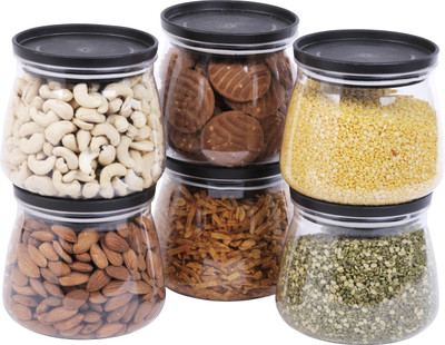 SELANA Plastic Grocery Container  - 800 ml(Pack of 6, Black)