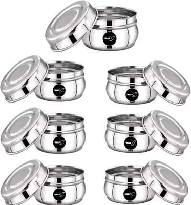 AOLLYX Stainless Steel Grocery Container  - 200 ml(Pack of 7, Silver)