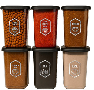 Stysol Plastic Grocery Container  - 1200 ml(Pack of 6, Grey)