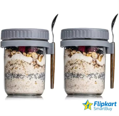 Flipkart SmartBuy Glass Utility Container  - 350 ml(Pack of 2, Grey)
