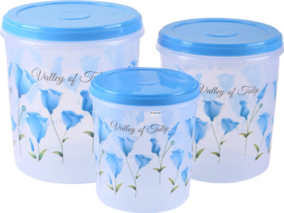 HOMESTIC by Kuber Industries Plastic Grocery Container  - 5 L, 7 L, 10 L(Pack of 3, Blue)