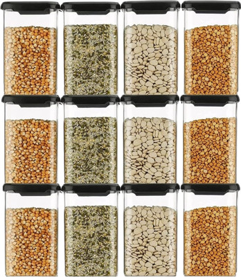 vinay enterprises Plastic Grocery Container  - 1100 ml(Pack of 6, Black)