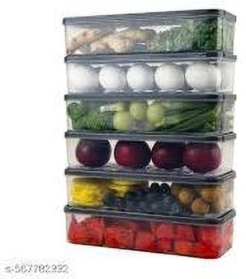 Alvinos Plastic Fridge Container  - 1200 L(Pack of 6, Grey)