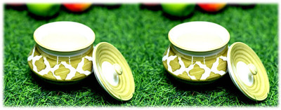hc the crafts Ceramic Pickle Jar  - 300 ml(Pack of 2, Multicolor)