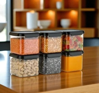 ALKAR Plastic Fridge Container  - 500 ml(Pack of 6, Black)
