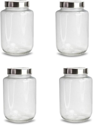 Brezzycloud Glass, Steel Pickle Jar  - 3001 ml(Pack of 4, Clear)