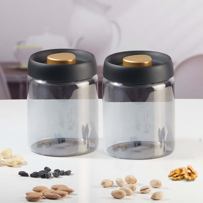 Kookee Glass Grocery Container  - 50 ml(Pack of 2, Grey)