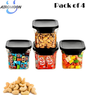 AIROMOON Plastic Grocery Container  - 600 ml(Pack of 4, Black)