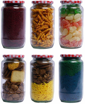 Avresta Glass Pickle Jar  - 1000 ml(Pack of 6, Red, Clear)