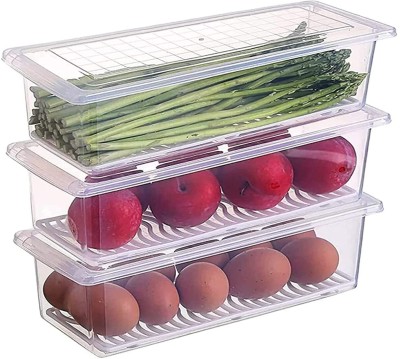 BELLERBIRD Plastic Fridge Container  - 1550 ml(Pack of 3, Clear)