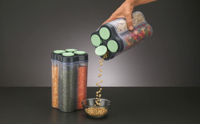 Axiline Plastic Grocery Container  - 2400 ml(Pack of 2, Multicolor)