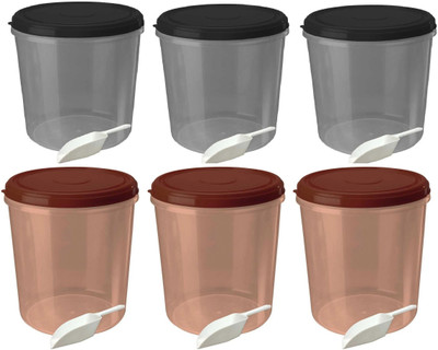 AK HUB Plastic Grocery Container  - 15000(Pack of 6, Black, Brown)