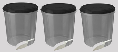 AVAIKSA Plastic Grocery Container  - 10000 ml(Pack of 3, Black)