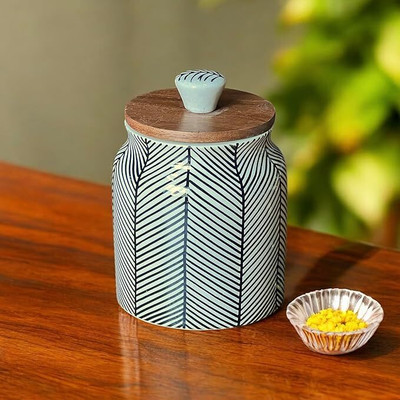 BACKKSPACE RETAIL Ceramic Tea Coffee & Sugar Container  - 480 ml(Blue)