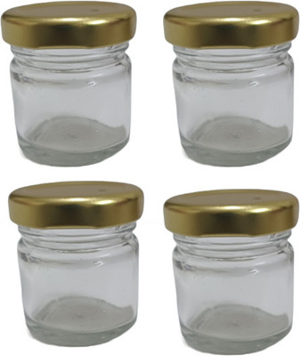 Groovy Glow Glass Utility Container  - 50 ml(Pack of 4, Clear)