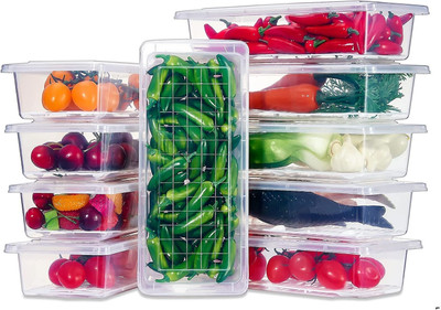 STARDOT Plastic Fridge Container  - 1500 ml(Pack of 10, White)