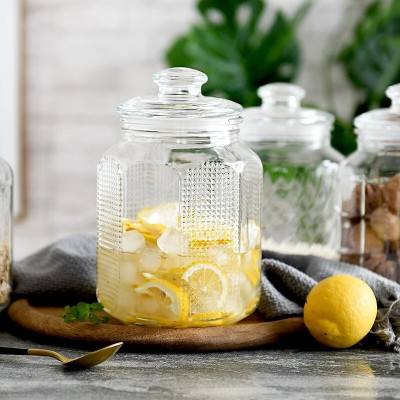 RUTVIHK Glass Grocery Container  - 2000 ml(Clear)