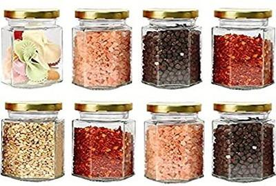 MOOZICO Glass Grocery Container  - 250 ml(Pack of 8, Clear)