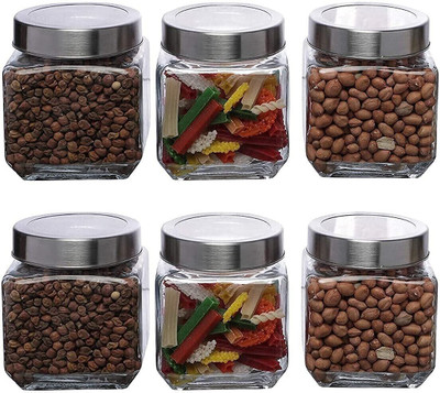 Kalsigate Glass Grocery Container  - 600 ml(Pack of 6, Clear)