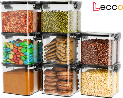 Lecco Plastic, Polypropylene Grocery Container  - 700 ml(Pack of 8, Black)